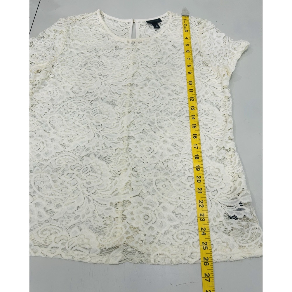 Womens Crochet Lace Sheer Overlay Top Size L Boho Romantic Coquette Festival Y2K - Picture 7 of 9